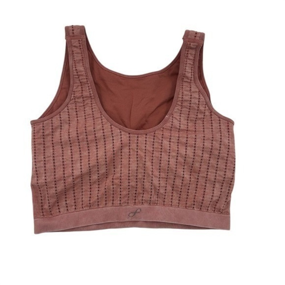 Freely Women Size Large Seamless Ribbed Pointelle Sports Bra Terracotta Pink
